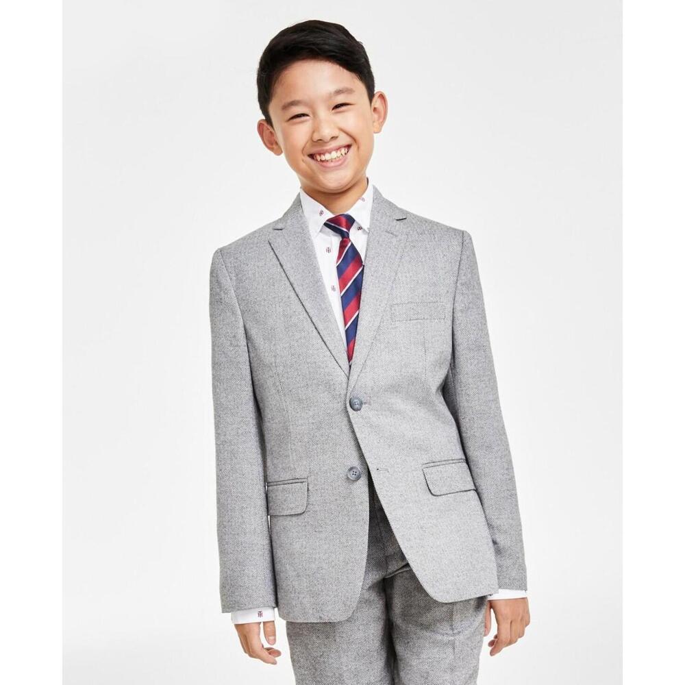 Tommy Hilfiger Big Boys Brushed Herringbone Jacket - Dark Gray 18